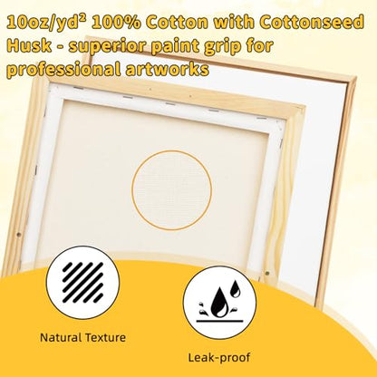 4 Pack 11 x 14 inch Floater Frame Canvas –Gallery Wrapped Canvas Set - color: Light Brown, size: 4pk-11x14 in