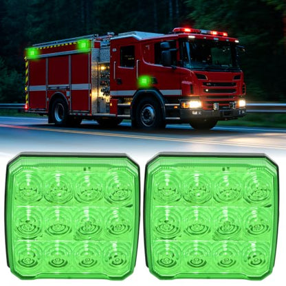 Nilight Magnetic Strobe Lights 2PCS Green 12 LED Rechargeable Warning - color: 12LED 18Modes Green