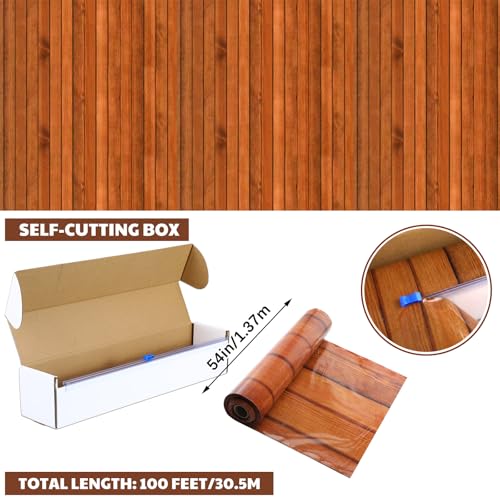 Oudain 54 Inch x 100 ft Wood Grain Wall Tablecloth Roll Cutter Box - style: Wood Grain