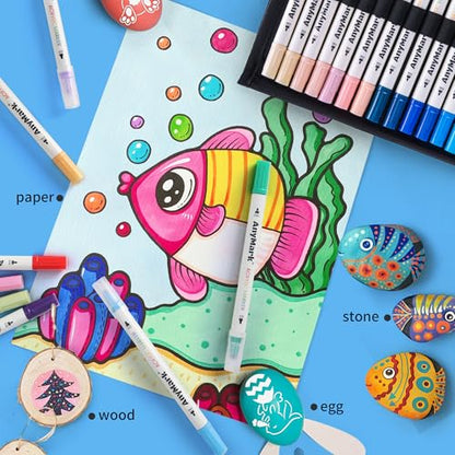 AnyMark 80 Colors Acrylic Paint Markers Dot & Fine Paint Pens - color: 80