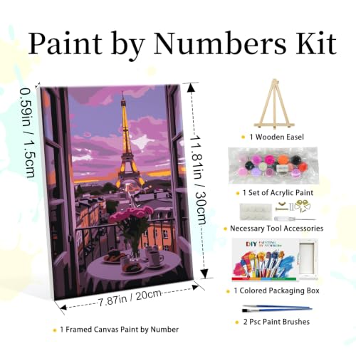 YOYA Framed Paint by Numbers Kit for Adults - Eiffel Tower Paint by Number - color: Eiffel Tower 037