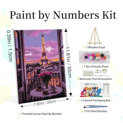 YOYA Framed Paint by Numbers Kit for Adults - Eiffel Tower Paint by Number - color: Eiffel Tower 037