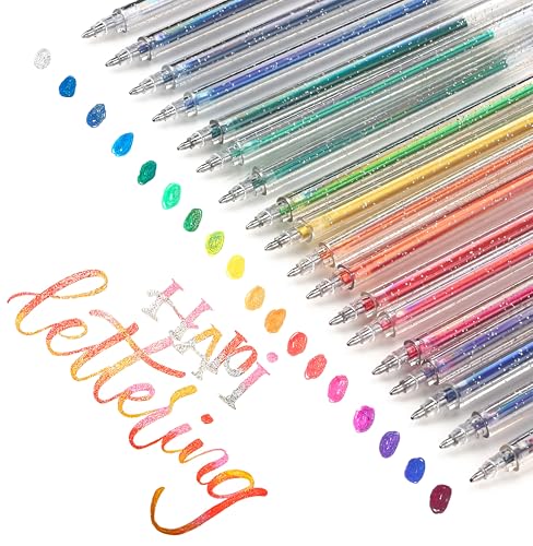 SMOOTHERPRO Glitter Gel Pens, 18 Colors 1.0mm Sparkle Ink - size: 1 Count (Pack of 18)