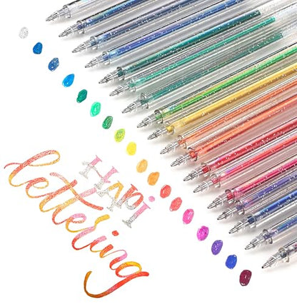 SMOOTHERPRO Glitter Gel Pens, 18 Colors 1.0mm Sparkle Ink - size: 1 Count (Pack of 18)
