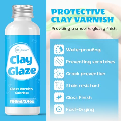 CALPALMY Air Dry Clay Gloss Glaze Varnish, Clear, 100ml - color: Gloss, size: 100ml