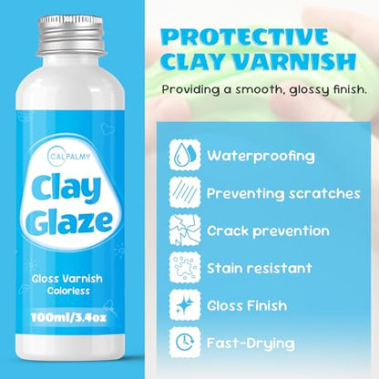 CALPALMY Air Dry Clay Gloss Glaze Varnish, Clear, 100ml - color: Gloss, size: 100ml