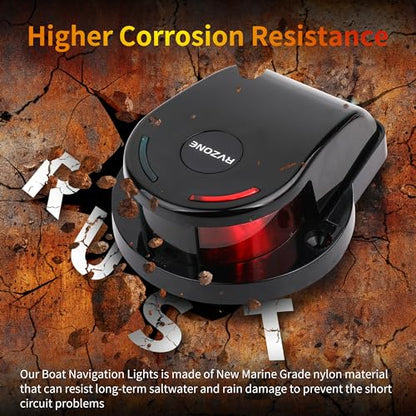 RVZONE Boat Navigation Lights, Red Green LED Bow Lights for Boats, IP67 - color: Black