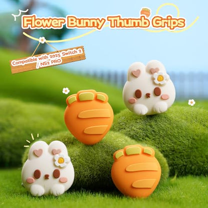 GeekShare 4PCS Thumb Grip Caps for Switch 2, Cute Silicone Joystick Caps Soft Thumbstick Cover Compatible with Switch 2025 - Rabbit & Carrot - color: Rabbit & Carrot