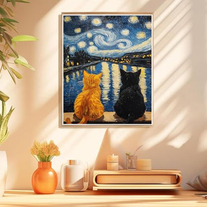 Van Gogh Black Cat Paint by Numbers Kit for Adults Beginner (Without Frame) - color: YH03834