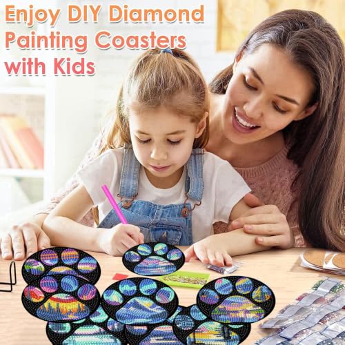 ijbnhd 8 Pcs Aurora Diamond Art Coasters Kits with Holder 4X4 Inch - color: Aurora-1