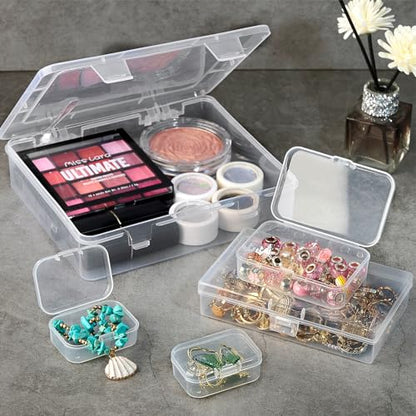 Clear Small Plastic Storage Containers with Lids, 7 Pack - size: 4 Size 7 Pcs