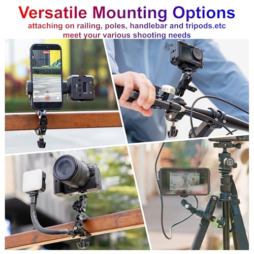 JJC DSLR Super Clamp Camera Mount,Dual Ball Head,w. 1/4"-20 3/8"-16 Thread - color: Black -Universal