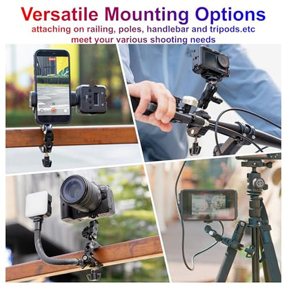 JJC DSLR Super Clamp Camera Mount,Dual Ball Head,w. 1/4"-20 3/8"-16 Thread - color: Black -Universal