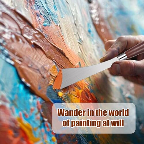 4 Pcs Pallet Knife Set, Stainless Steel No.19 No.20 Palette Knives Art Spatula with Wood Handle Scraper for Oil Canvas Acrylic Sculpting Mixing Texturing
