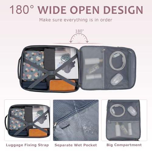 EMPSIGN 40L Travel Backpack for Women & Men - color: Beige/Dusty Pink/Grey