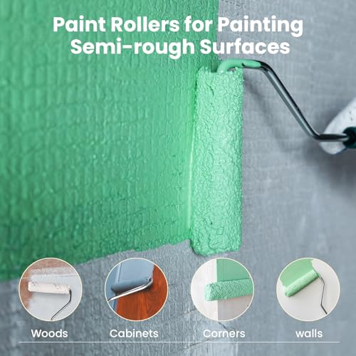 Mister Rui Microfiber Paint Roller Covers, 20 Pack 4 Inch Microfiber Roller Covers with Roller Frame, Mini Rollers for Painting, Small Roller Cover Use with All Paints and Stains