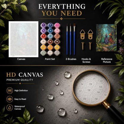 HITO Halloween Paint by Numbers Kit for Adults Witch 16x20 Inch Frameless - color: Witch Forest