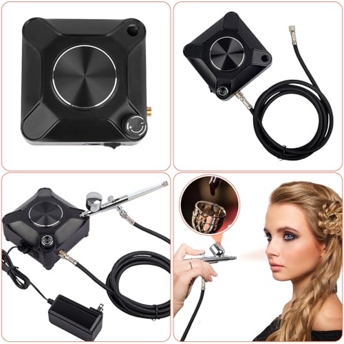 Powerful 40PSI Adjustable Output Airbrush Kit,Auto Stop Dual Action Airbrush,Multi-Function Air Brush Compressor Set for Painting Nails Makeup DIY