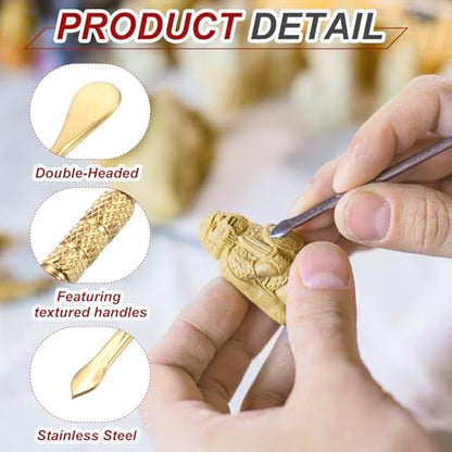 MECCANIXITY 3 Pcs Wax Carving Tools Stainless Steel 4.6 Inch Double-Headed Wax Carving Sculpting Tools for Modeling Sculpting Shaping, AB, Gold, Silver - color: AB, Gold, Silver