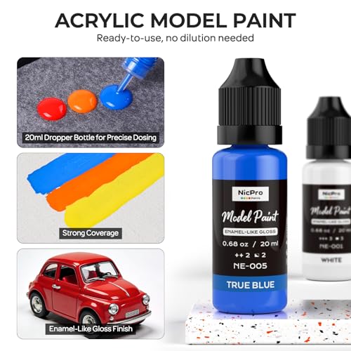 Nicpro 12 Colors Model Paint Set, Enamel-Like Gloss Finish, Ready to Use - color: 12 Colors