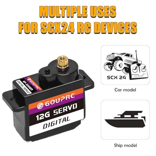 RC Micro Digital Servo for Axial SCX24 Upgrade & Servo Mount & Servo Horn - color: Black Horn