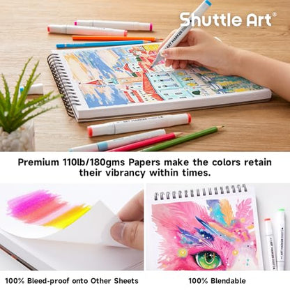 Shuttle Art Marker Pad, 70 Sheets, Spiral-Bound, 12”x9”, 110LB/180GSM Paper - size: 12x9 inch