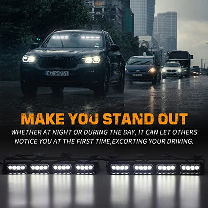 XRIDONSEN 2 in 1 2x 14 inch Strobe Light Bar - color: White