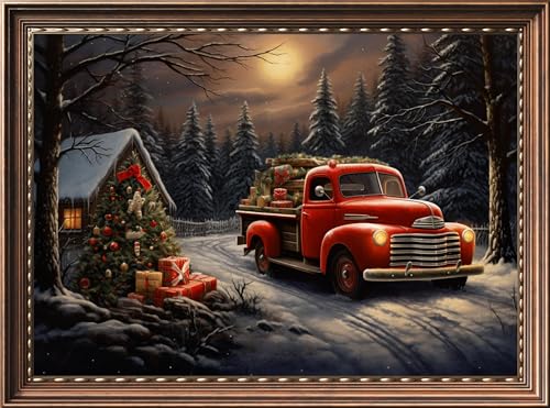 Leczany Cross Stitch Stamped Kit for Beginner - Christmas Truck | DIY Embroidery Starter Patterns Craft Kit Needlepoint for Adults | 11CT, 3 Strands | 18.1x13 inches - color: 11CT Stamped kits,Christmas Truck 18.1x13 inches