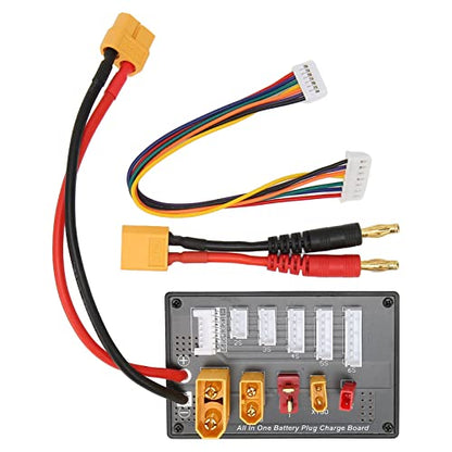 Generic 5 in 1 Lipo Battery Parallel Charging Board, Multi Charger Plate with XT30 XT60 XT90 JST T Connector, Ideal for Imax B6 B6AC IDST