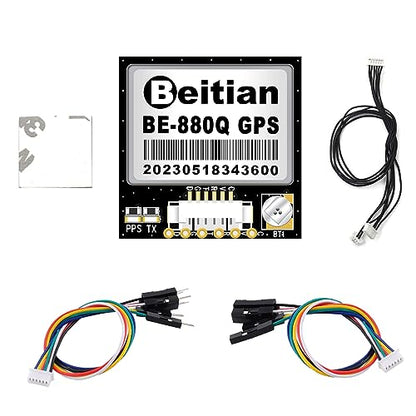 BE-880Q GPS Module with Flash QMC5883L Compass GPS Antenna TTL Level 38400bps for Arduino Raspberry Pi Aircraft Pixhawk APM Flight Controller - color: BE-880Q