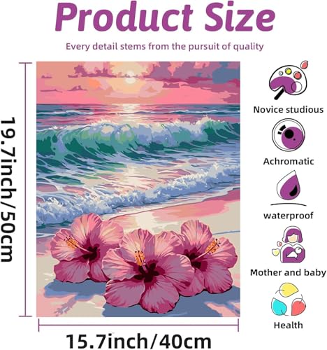 Ekuxom Beach Paint by Numbers Kit for Adults on Canvas for Beginners - color: Beach-1