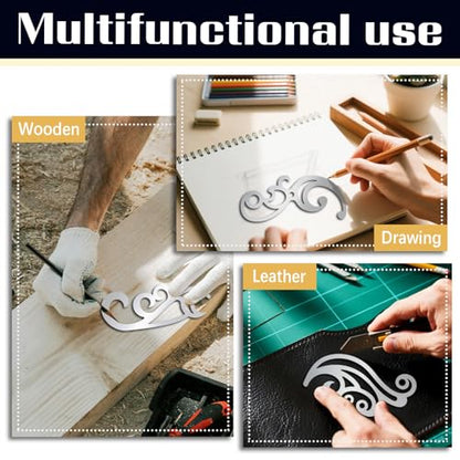 ORIGACH 4 Pcs Stainless Steel French Curve Ruler