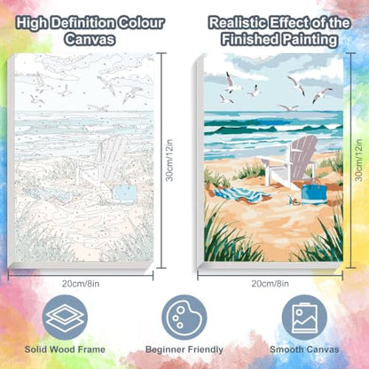 Kalonyth Beach Framed Paint by Numbers Kit for Adults Beginner 8x12 inch - color: Frame-OP-US06