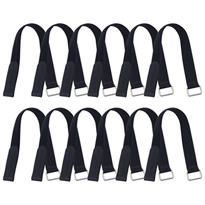 18 inch Extend Cable Strap and Adjustable Securing Strap with Buckle - 12 PCS Reusable Hook and Loop Fastening Nylon Cable Tie Wrap - size: 1 x 18 in