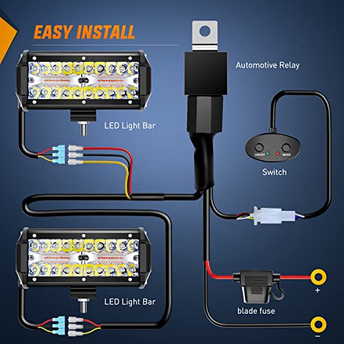 Nilight 6.5inch Amber White Strobe 6 Modes 120W LED Pod Light - color: Amber&White 6 Modes