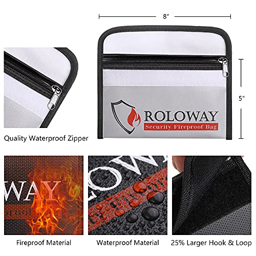 ROLOWAY Small Fireproof Bag (5 x 8 inches), Non-Itchy Fireproof Money Bag, 4-Pack