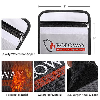 ROLOWAY Small Fireproof Bag (5 x 8 inches), Non-Itchy Fireproof Money Bag, 4-Pack