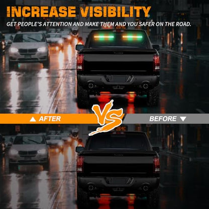 XRIDONSEN 2X 17.7 inch Windshield Light Bar 144 LED Strobe Lights - color: Amber/Green