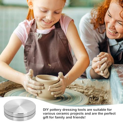 Syihah 3Pcs Silver Ceramic Clay Pottery Spinner Set - 30mm, 38mm, 45mm Throwing & Trimming Tools for Potters, Artists & Ceramic Enthusiasts