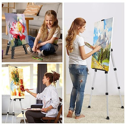 Art Painting Display Easel Stands - Portable Adjustable Floor Artist Easels - style: Silver - 2pack