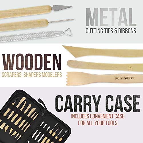 U.S. Art Supply Pottery & Clay Tools Set (14-Piece) - size: 14-Piece with Nylon Case