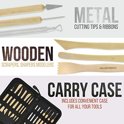 U.S. Art Supply Pottery & Clay Tools Set (14-Piece) - size: 14-Piece with Nylon Case
