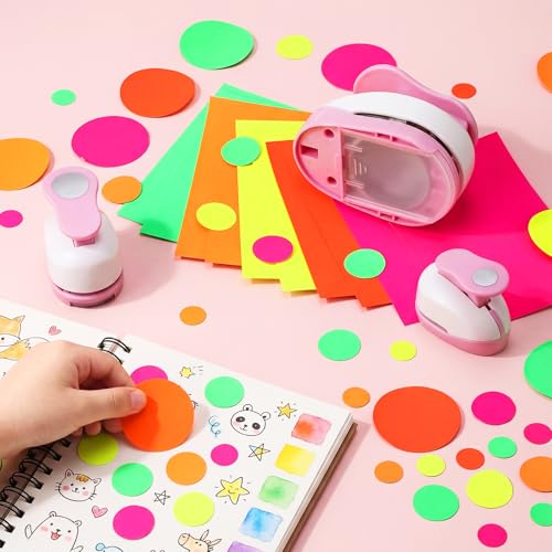 CHENGU 3 Pack Circle Hole Punch 2"/1"/0.6", Pink - color: Pink, style: Circle