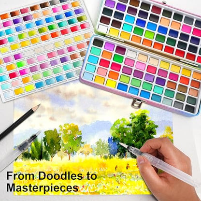 100 Solid Watercolor Paint Kit, Back to School - color: 100 Colors
