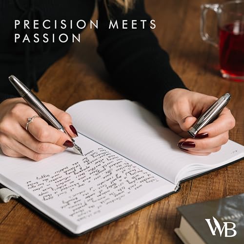 Wordsworth & Black Majesti Luxury Fountain Pen Set for Writing, Medium Nib - color: Black Checked, style: Medium Nib