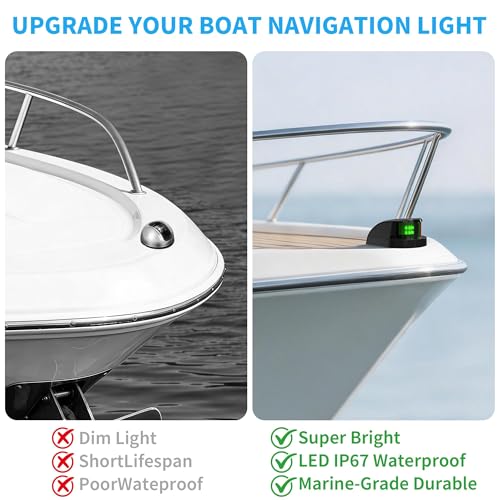 Obcursco Boat Navigation Lights, Red and Green LED Light, Boat Accessories - color: Black