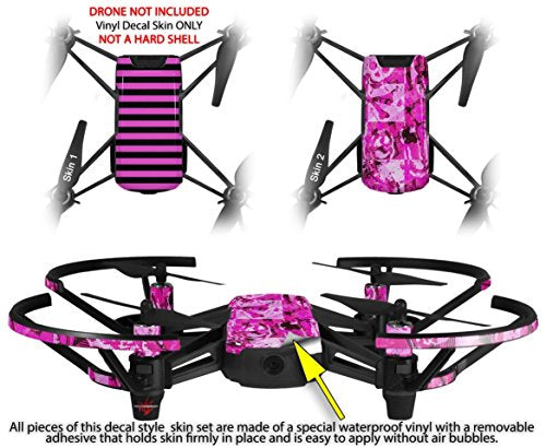 Skin Decal Wrap 2 Pack Compatible with DJI Ryze Tello Stripes Pink Drone NOT Included