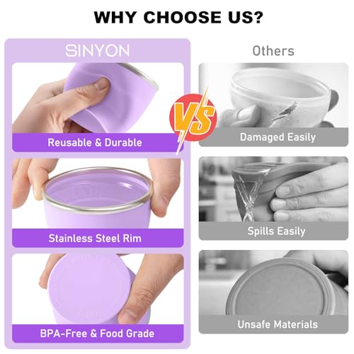 Collapsible Travel Cup, Foldable Water Cup with Lid, for Travel - color: Lilac