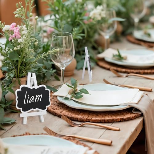 Quluxe Mini Chalkboard Signs, 10Pcs Wooden White Framed Chalkboard Labels