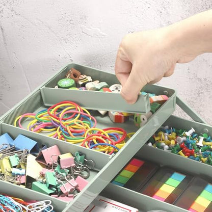 Tackle Box, 16-Inch Extra Large Art Storage Box with 3-Layer Folding Trays - color: Green